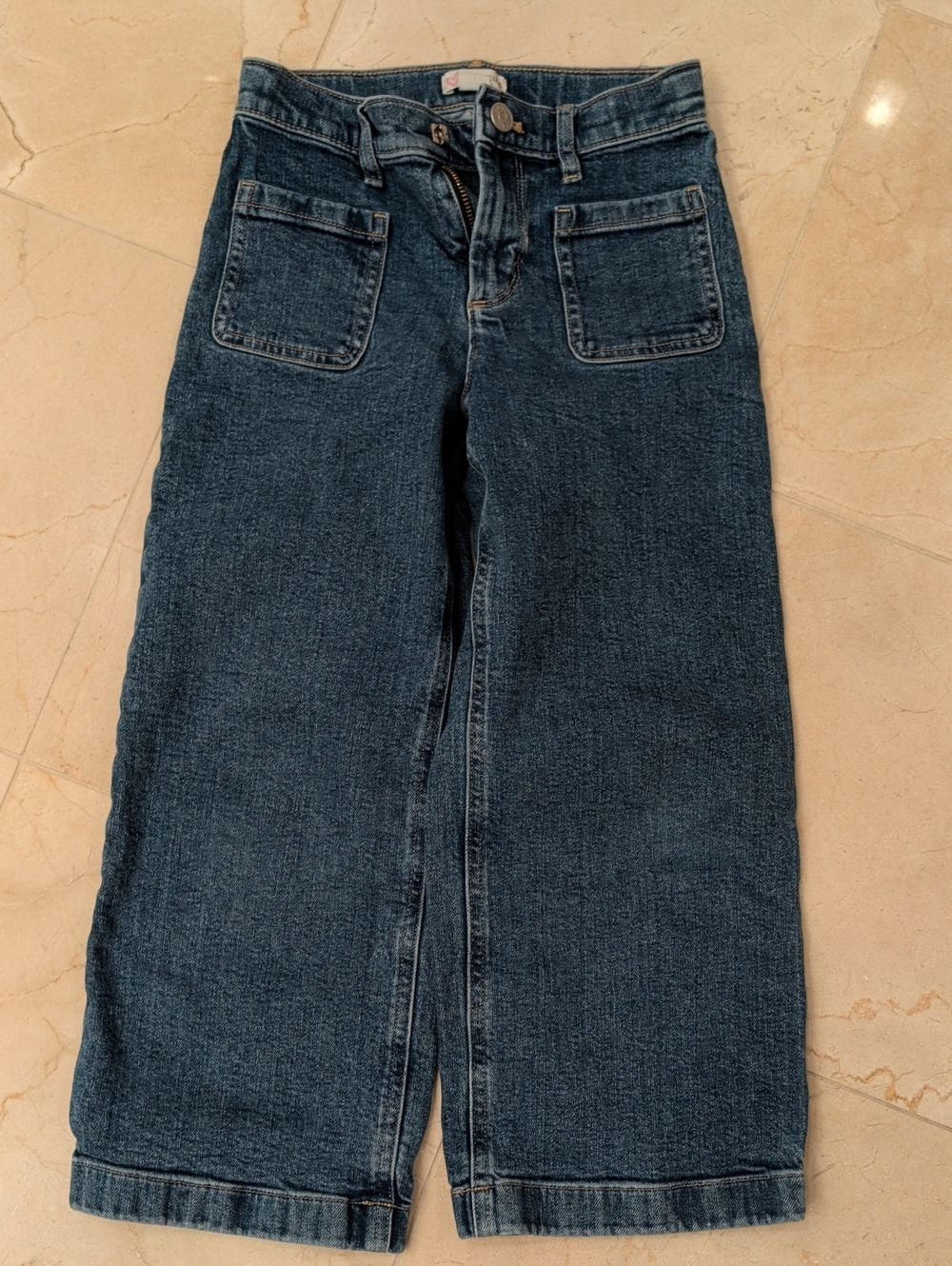 Kids Crewcuts Dark Blue Relaxed Wide-Leg Jeans Size 7